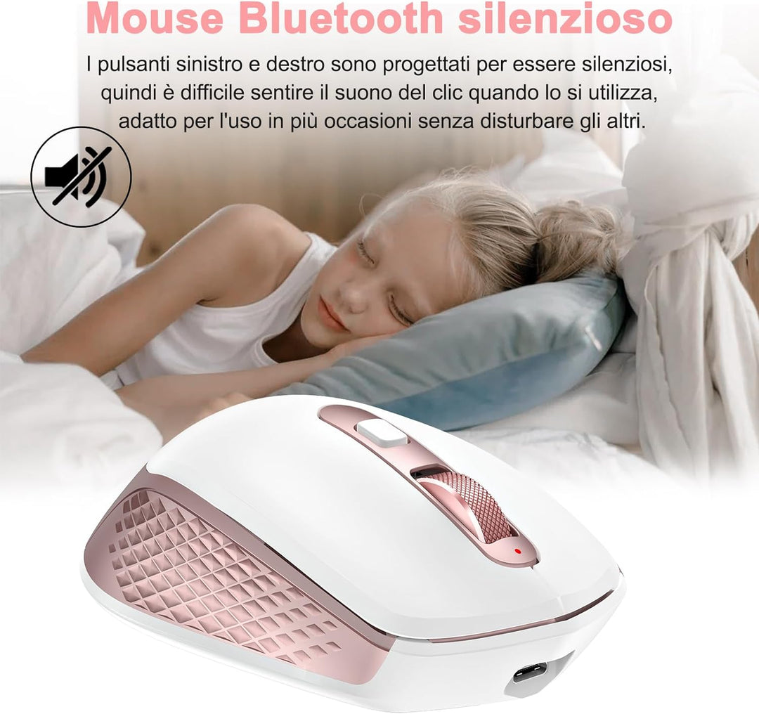 GALENMORO Bluetooth USB-Maus für mehrere Geräte, wiederaufladbar, kabellos, 2,4 GHz, Empfänger, ergo
