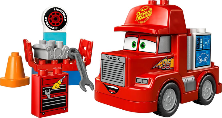 LEGO DUPLO | Disney and Pixar’s Cars Mack Truck beim Rennen, Auto-Set mit LKW-Spielzeug für Kleinkin