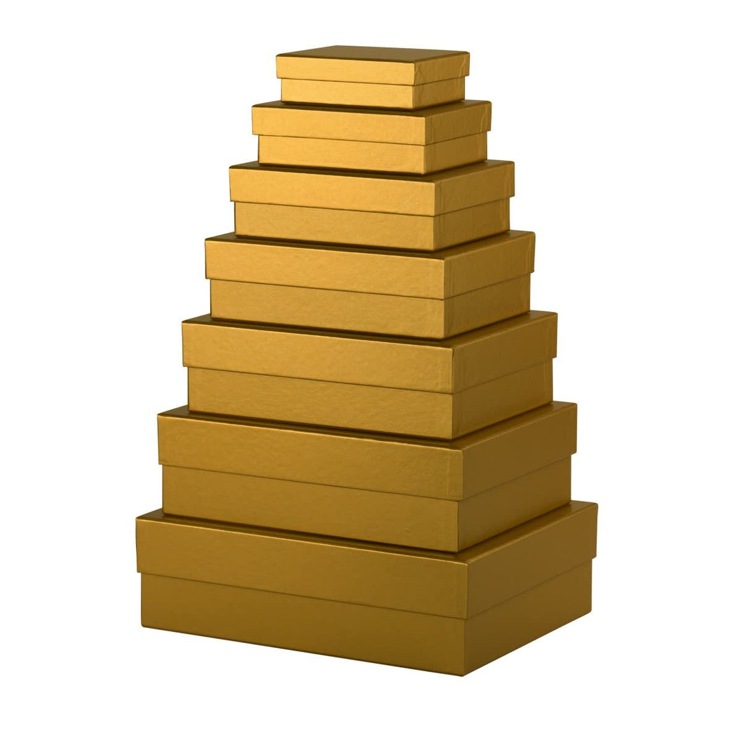 Rössler 13411453750 - Boxline Geschenkbox mit Deckel, 7er Set Geschenkschachteln, Gold, Kartonagen r