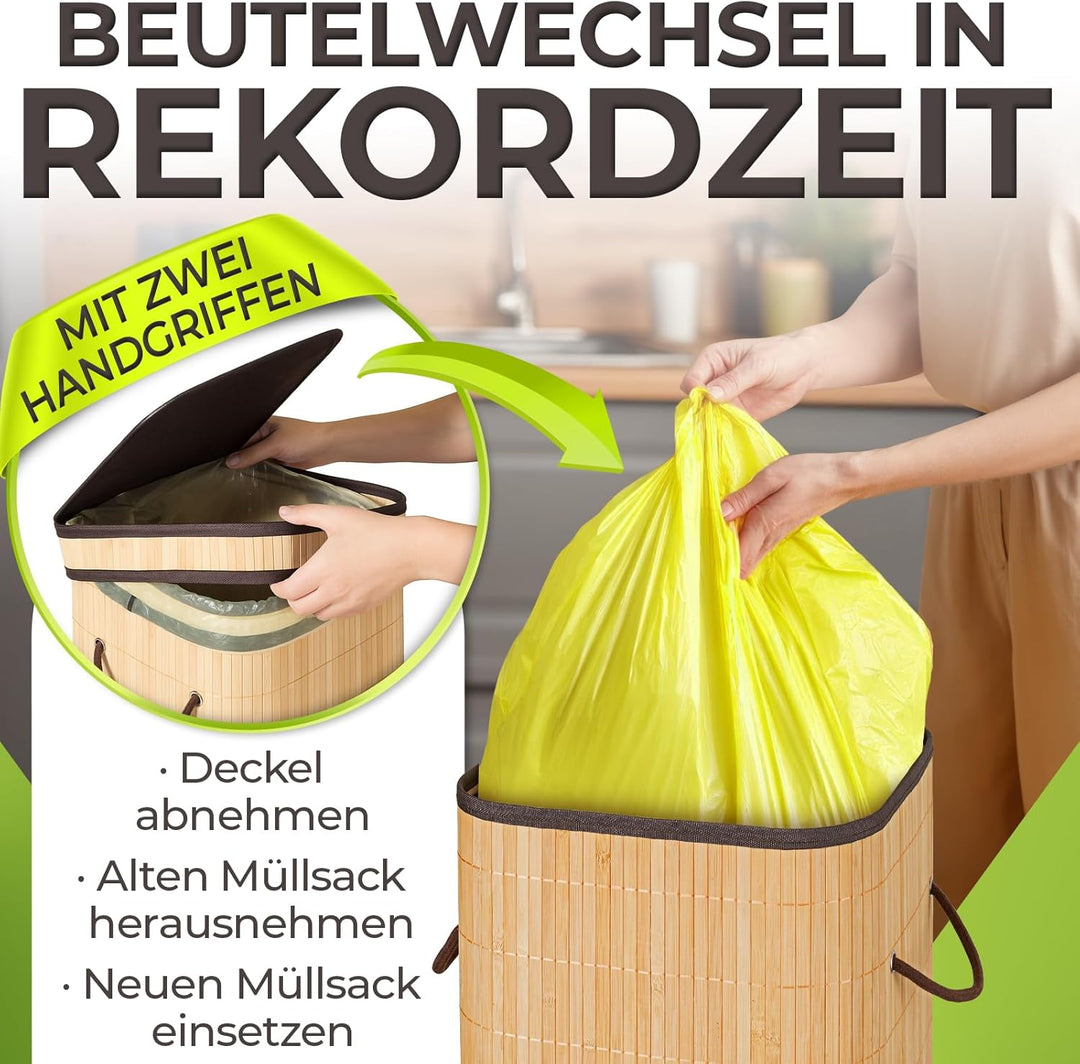 Gelber Sack Behälter schön und besonders stabil - Mülleimer Gelber Sack für extra schnellen Wechsel