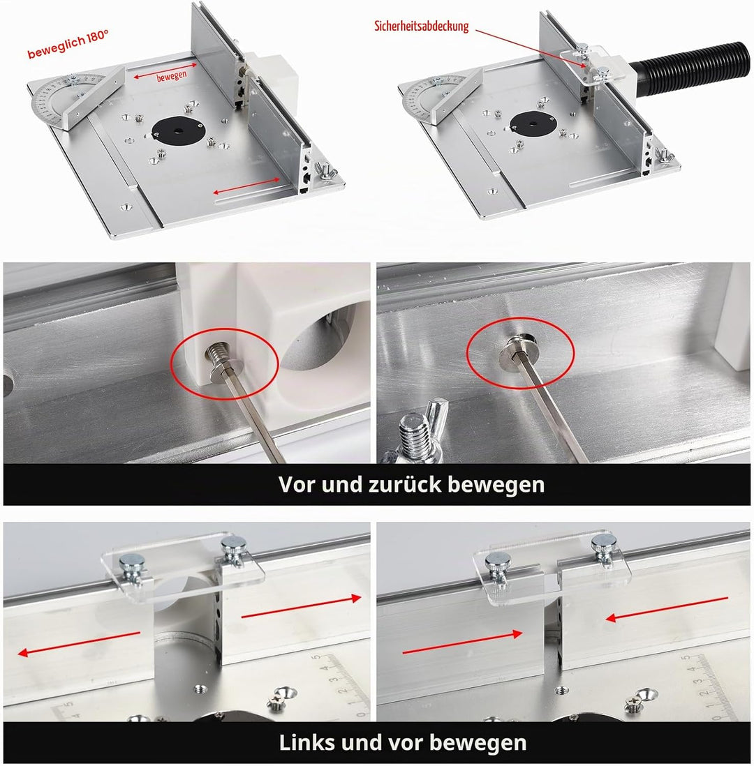 Frästisch Einlegeplatten, Aluminiumlegierung mit Klarer Skala, Frästisch Einlegeplatte für Oberfräse