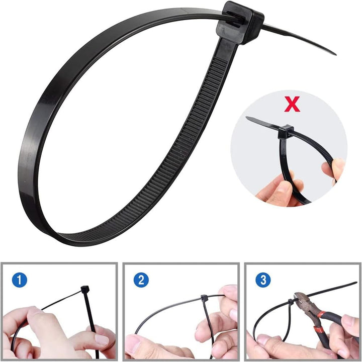 500 Stück Kabelbinder Schwarz, 200mm x 4,8mm Nylonbinder, Cable Ties Zugfestigkeit mit 22 kg, Uv Bes