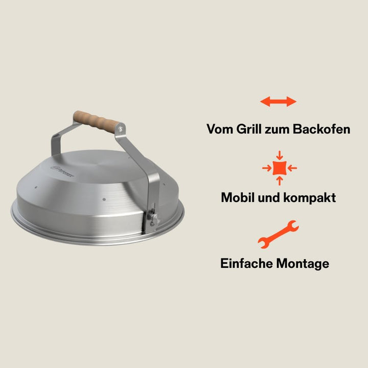 Petromax Atago Grill Set - 4-in-1 Funktion: Grill, Ofen, Herd & Feuerschale | Inkl. Edelstahl-Haube