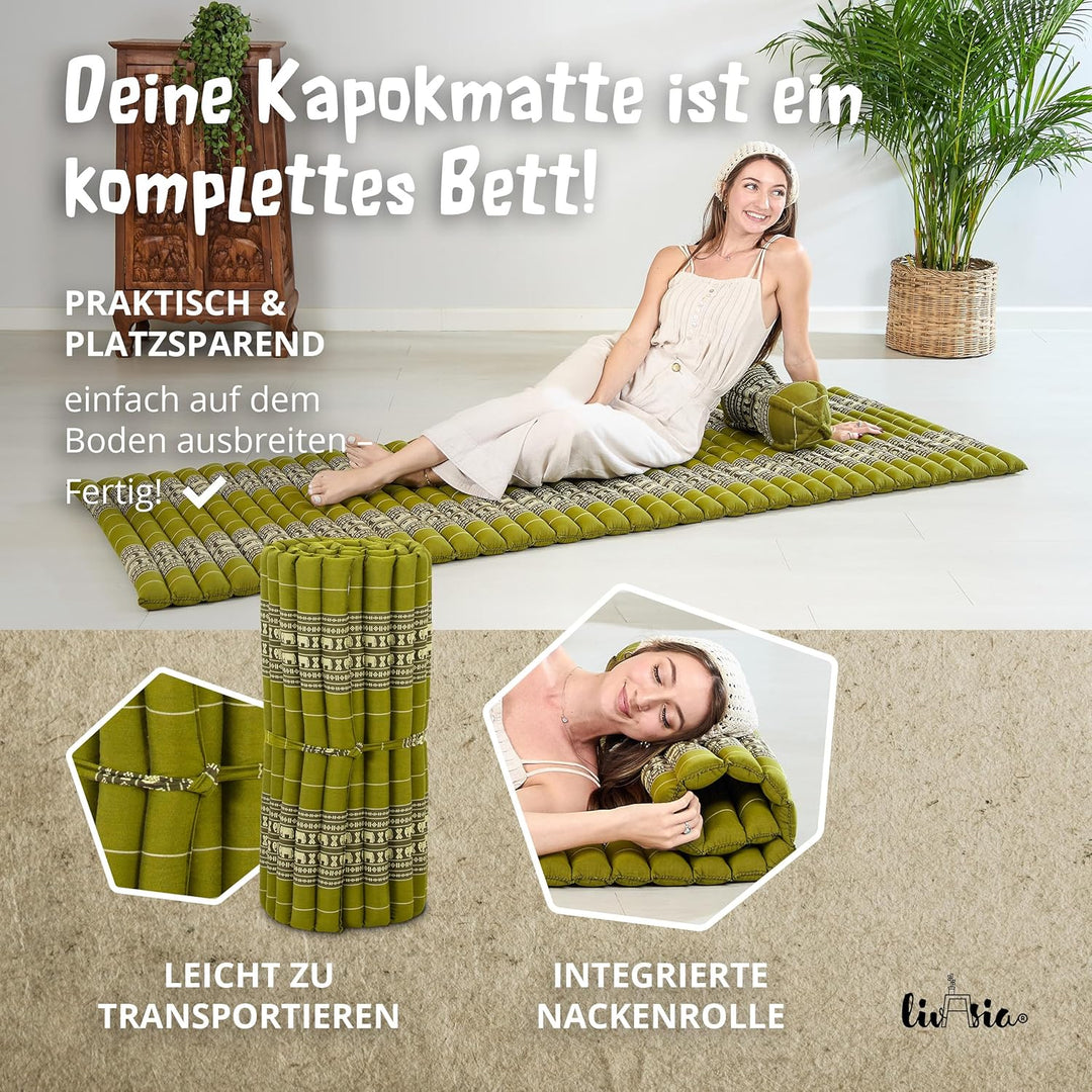 livasia Rollmatte Rollmatratze L-200x110x4,5cm, Gästebett Gästematratze 1 Person, Reisebett Kofferra
