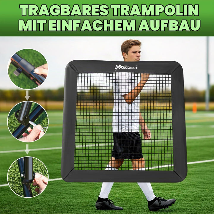 Rebounder für Fussball, 6-Fach verstellbares Rebounder-Netz mit Schutzrand &amp; Heringen, Soccer-Traini