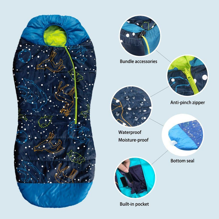 AceCamp Jugend Schlafsack Outdoor Indoor Leuchtend Mumienschlafsack Kinder