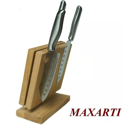 Maxarti - 100% Eiche Magnetischer Messerhalter, Doppelseitig, Messerblock, Messerleiste ohne Messer