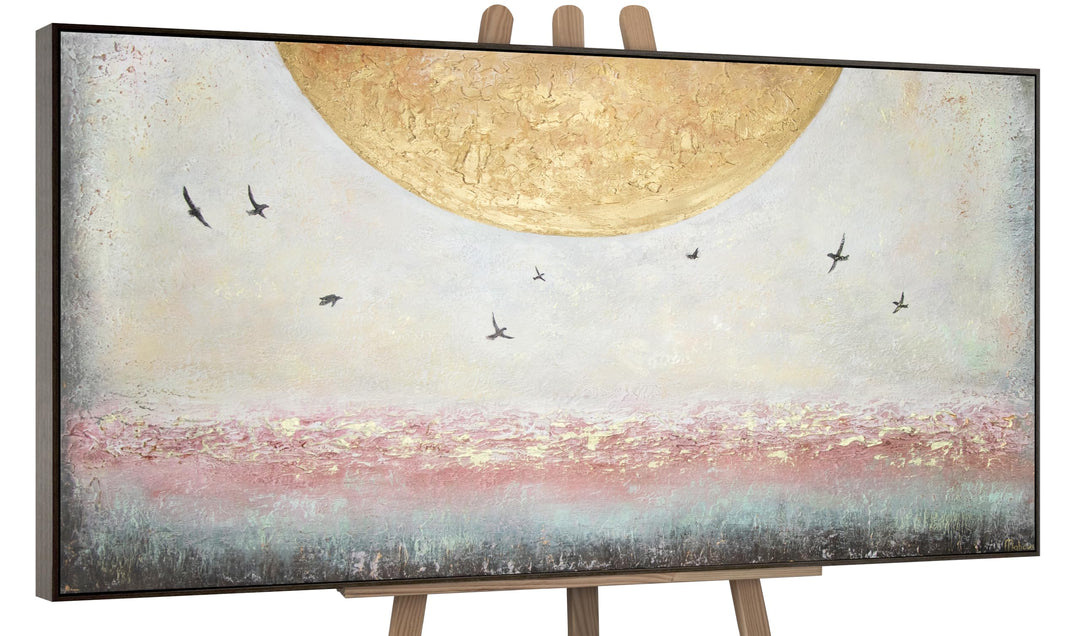 YS-Art Abstrakt Acryl Gemälde auf Leinwand Sonnenenergie handgemalt Wandbilder Wohnzimmer modern Woh
