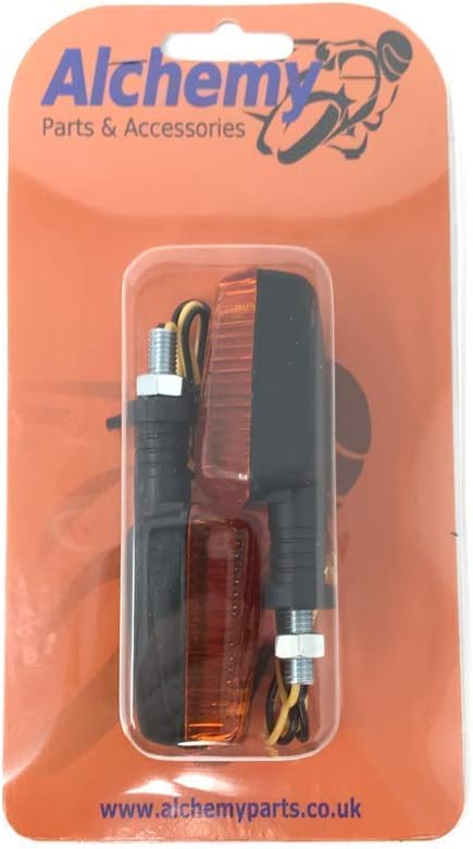 Alchemy Parts Blinker für Motorräder Quads Atvs & Trikes - 21W Birne - Schwarz mit Gelbe Gläser