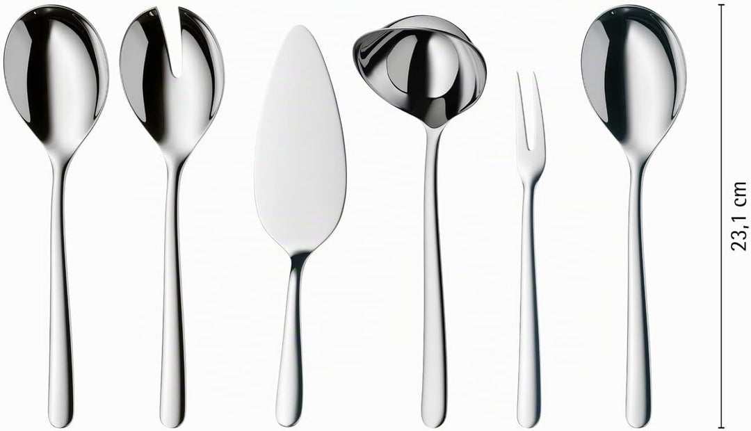 WMF Kult Plus Besteck Set 12 Personen, 66 teilig, 60 Teile mit Servierbesteck, Hohlheftmesser, Croma
