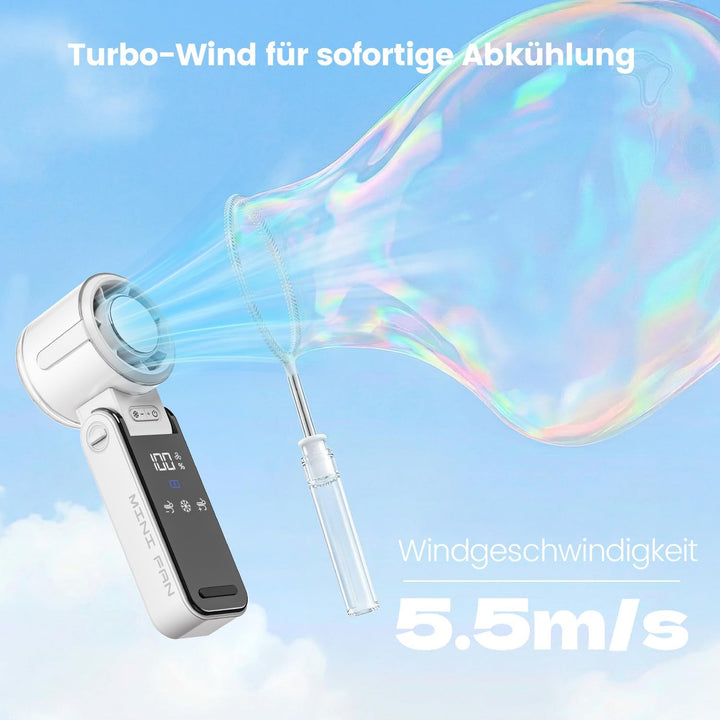 HappyGoo Tragbarer Handventilator, Mini-Turboventilator mit bürstenlosem Motor, 1-100 Geschwindigkei
