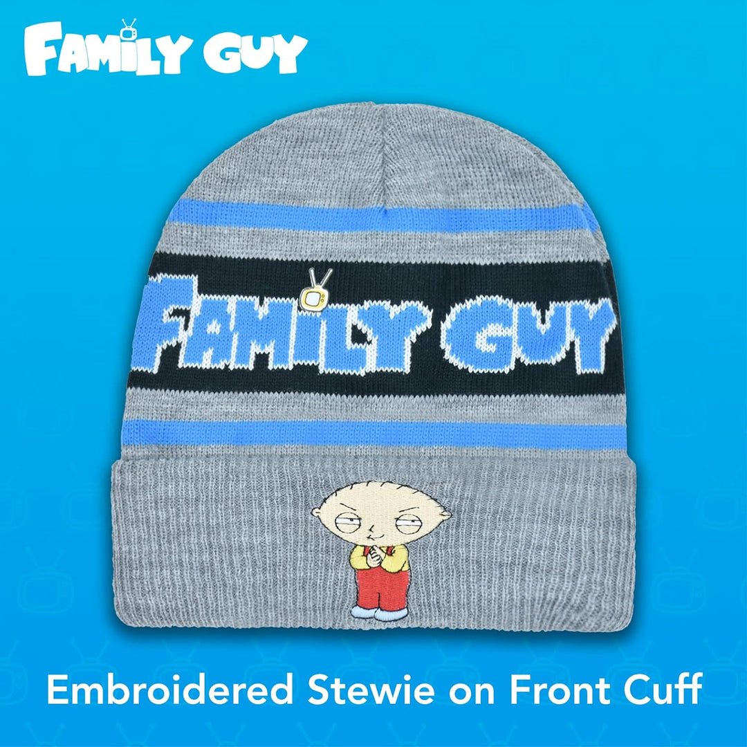 Concept One Unisex-Erwachsene Family Guy Stewie Knitted Acrylic Cuffed Beanie-Mtze, grau meliert, Ei