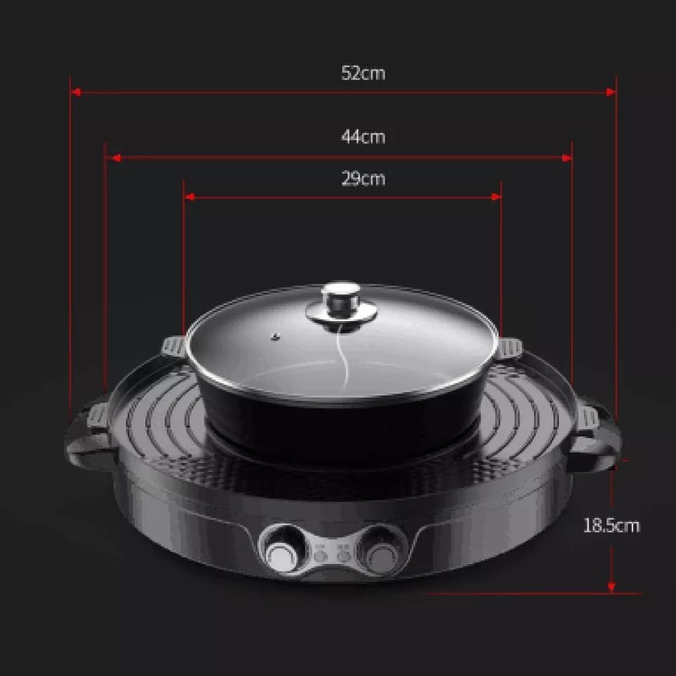 Elektrische Hot Pots,Grill Elektrischer, 2200W 2 in 1 Elektrogrill,Antihaft-Beschichtung,Mandarinent