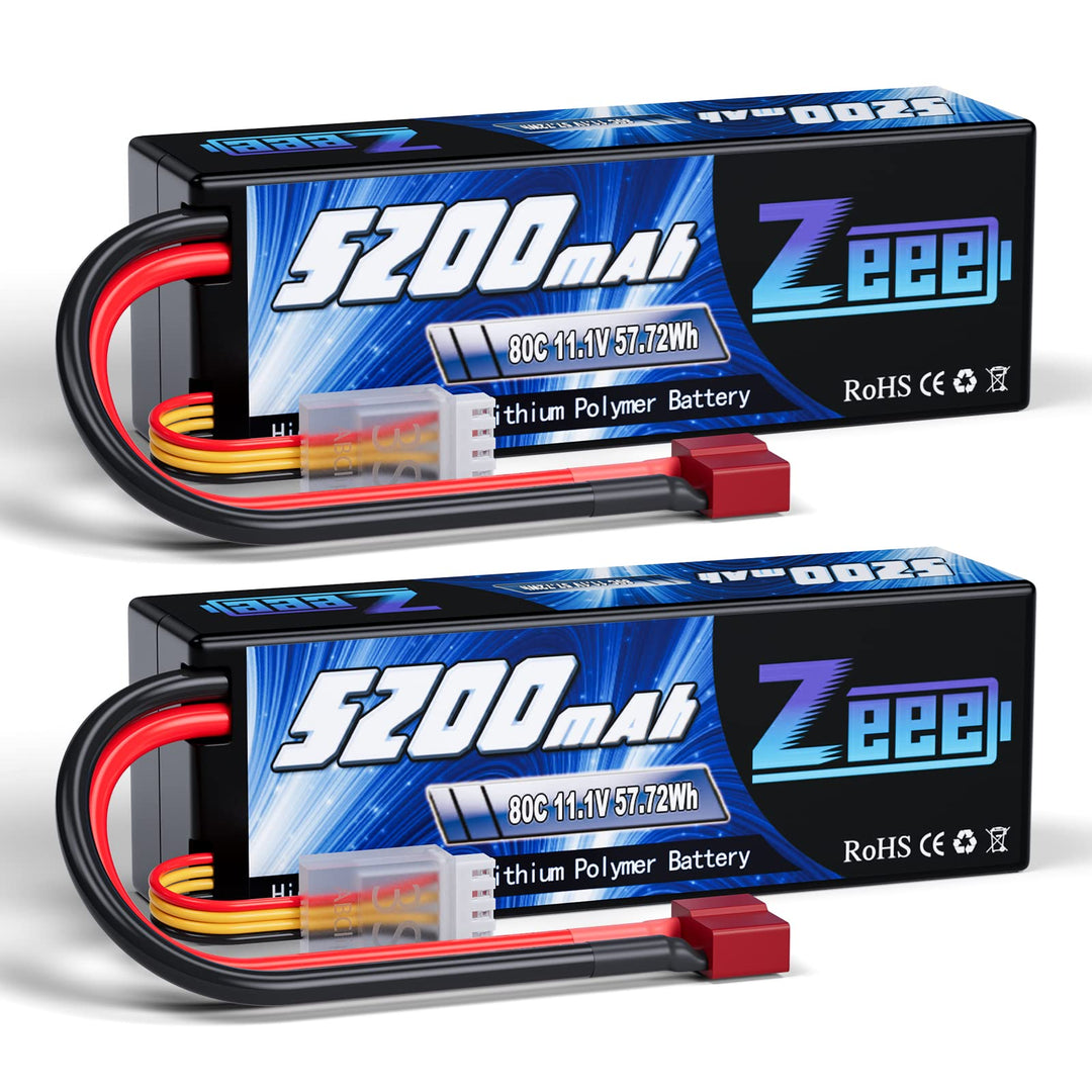 Zeee 3S LiPo Akku 11,1V 80C 5200mAh Hardcase Batterie mit T Stecker für RC Auto, RC Flugzeug, RC Hub