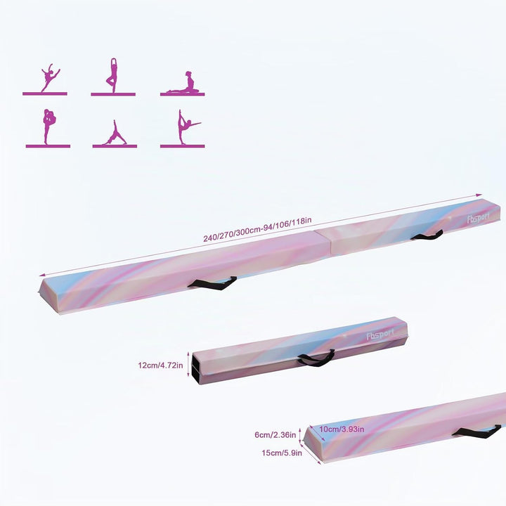 FBSPORT Schwebebalken Kinder, PU-Leder Faltbarer Balken Turnen Balance Beam Klappbarer Turnbalken Gy