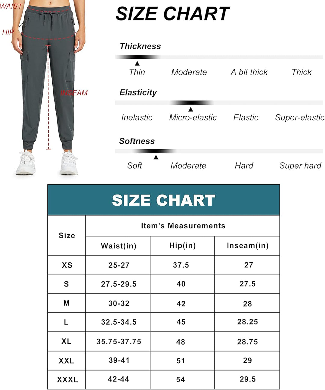 Comallan Cargohose Jogginghose Damen Wanderhose Leichte Schnelltrocknende Trekkinghose Outdoorhose S