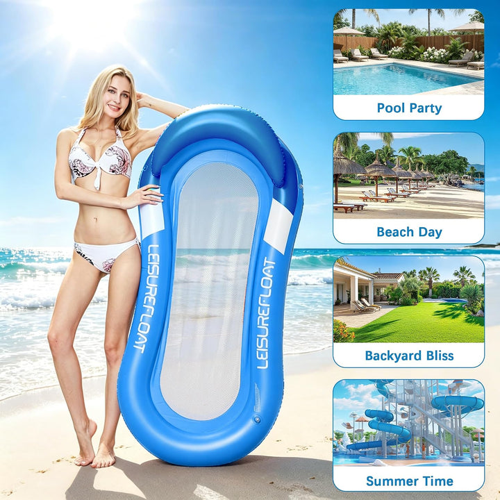 Aufblasbare Wasser Hängematte Luftmatratze Liege mit Netz, Pool Hängematte mit Mesh, Wasser Bett sch