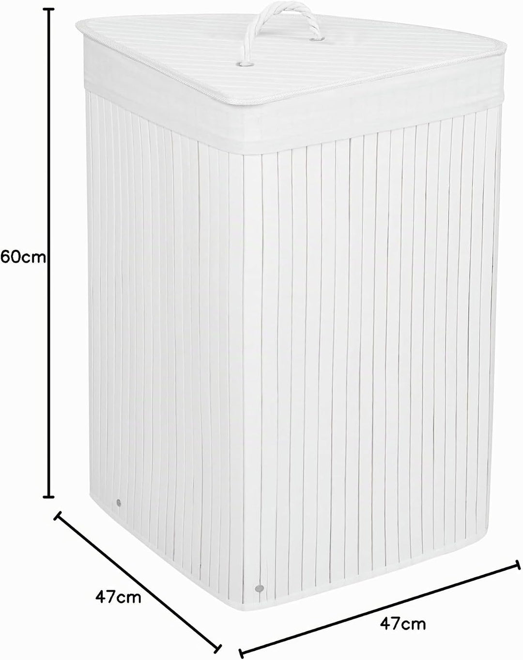 SPRINGOS Eckwäschekorb, Wäschesammler mit Deckel, 73 L, Wäschetonne, Bambus, platzsparend, Badeinric