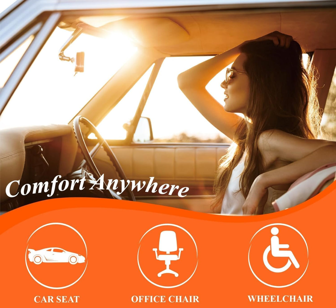 kingphenix Auto Sitzkissen mit 3,0 cm Komfort Memory Foam Sitzkissen für Auto und Bürostuhl - Schwar