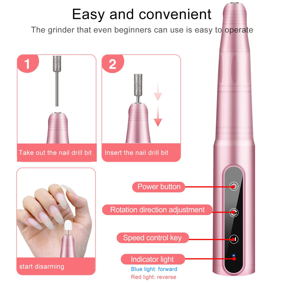 Professioneller Nagelschleifer, 35.000 U/min, elektrische Nagelfeile, kabellos, mit LED-Display, Man