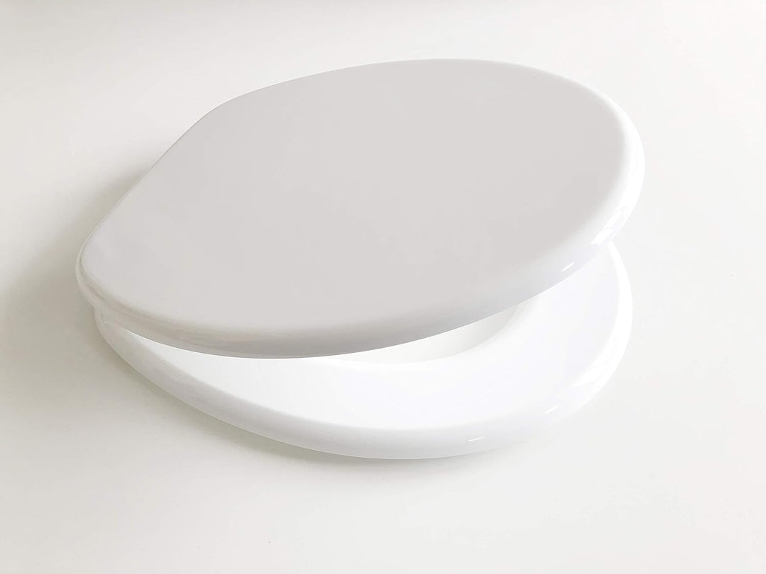 ADOB WC Sitz Klobrille Holzkern Farbe Weiss, extrem stabil, messing verchromte Scharniere, WC-Brille