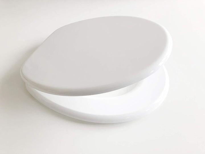 ADOB WC Sitz Klobrille Holzkern Farbe Weiss, extrem stabil, messing verchromte Scharniere, WC-Brille
