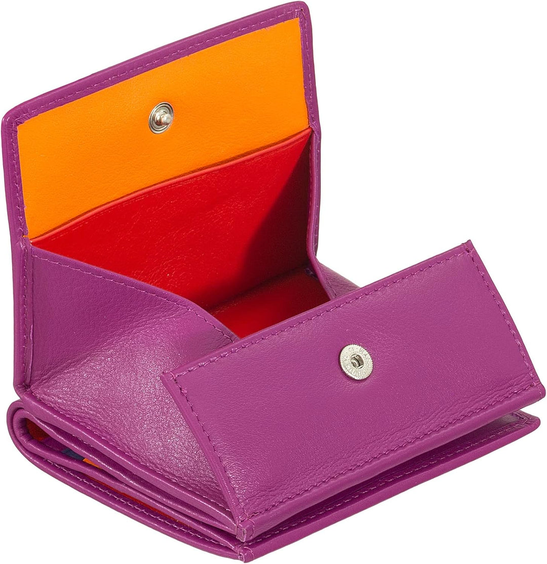 DUDU Mehrfarbiges Portemonnaie RFID in Leder mit Kartensteckfächer und Münzfach Fuchsia, Fuchsia