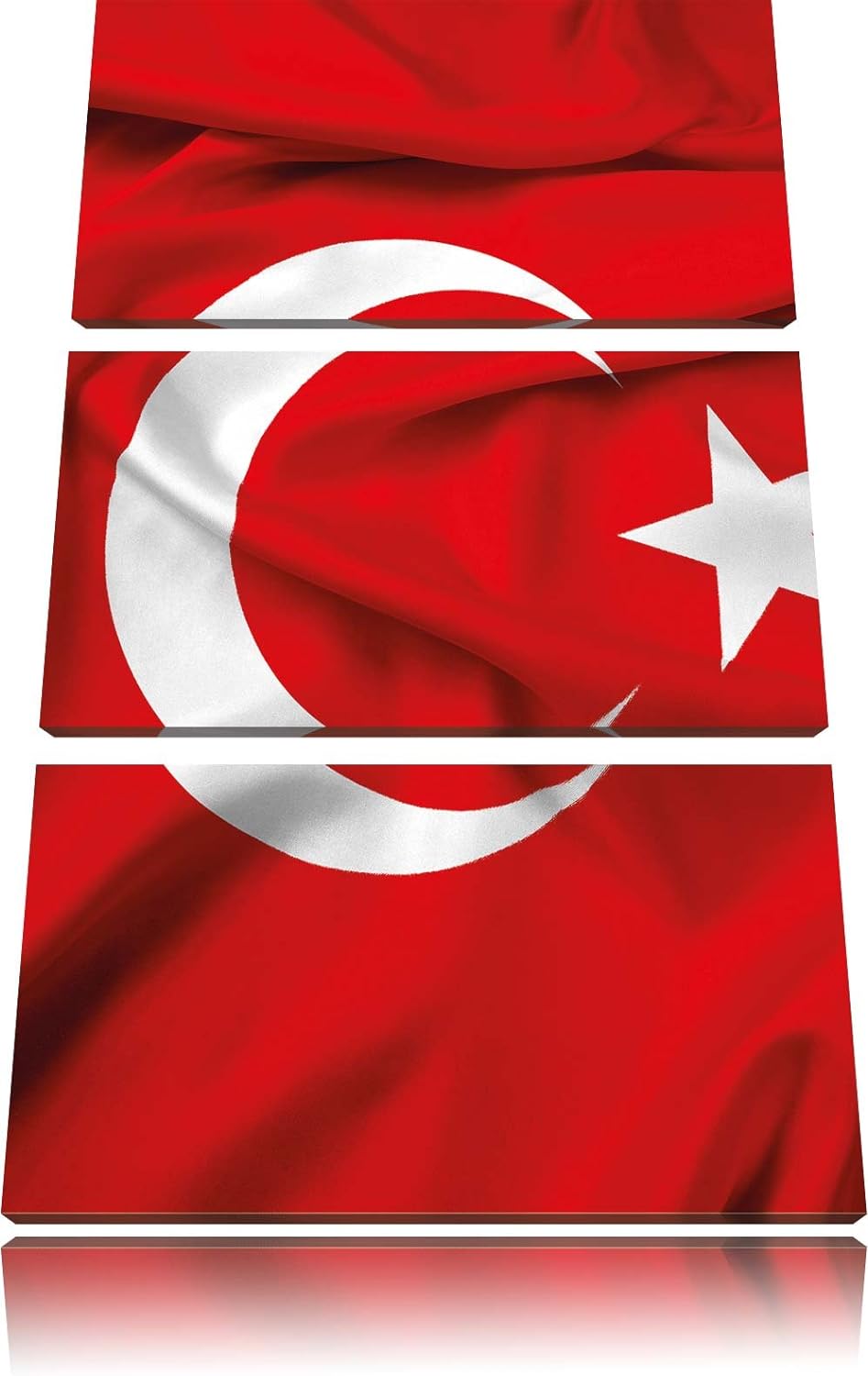 Pixxprint Turkey Flag Türkei Flagge als Leinwandbild/Grösse: 3 Teilig (120x80) cm/Wandbild/Kunstdruc