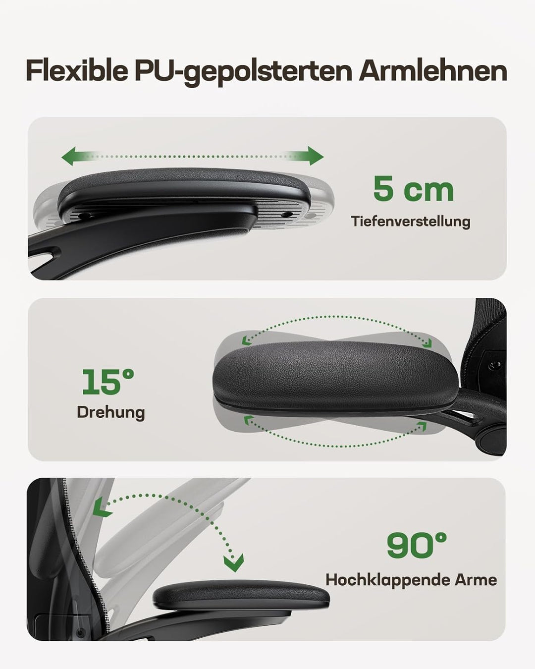 Marsail Bürostuhl Ergonomisch Schreibtischstuhl: Ergonomischer Bürostuhl mit 2D-Kopfstütze, 2D-Lende