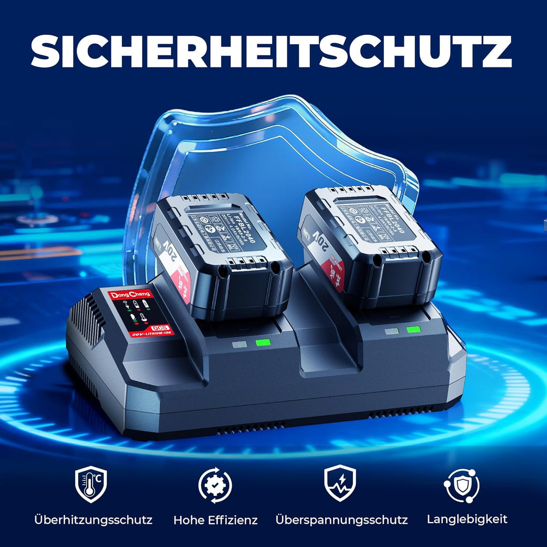 Dongcheng 18V (40V MAX) Lithium-Ionen-Akku-Doppel-Ladegerät, 1 Stunde Schnellladung, Modellnummer FF