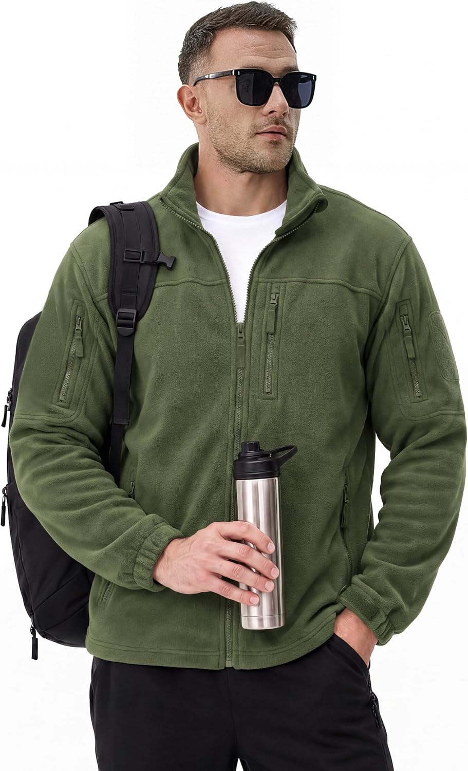 TACVASEN Herren Militär Outdoor Fleecejacke Warme Taktische Jacke Fleece Jacket XL Armeegrün, XL Arm