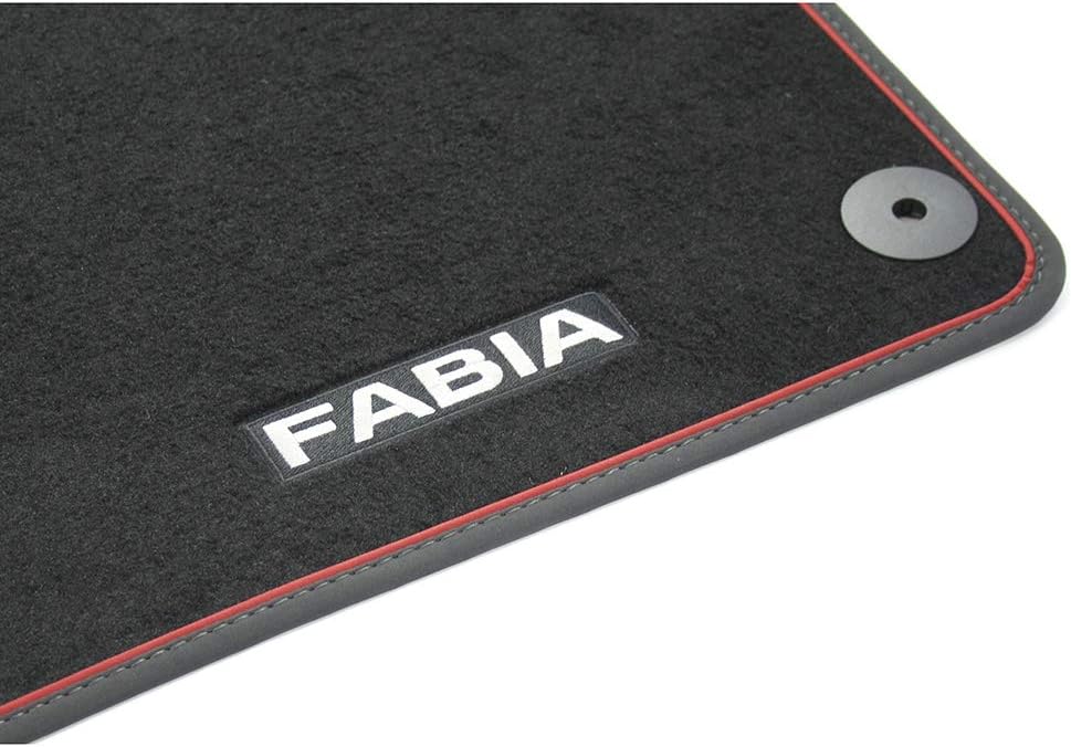 Skoda 6V1061404B Prestige Textil Fussmatten Nubuk Stoffmatten, mit Fabia Schriftzug Schwarz