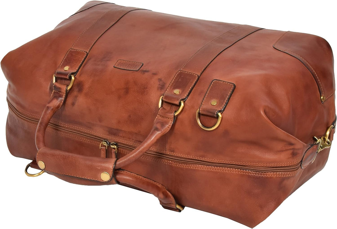 Echtes Leder Reisetasche Vintage Hellbraun Luxus Reise Duffle Tasche Fitnessstudio Wochenende Kabine