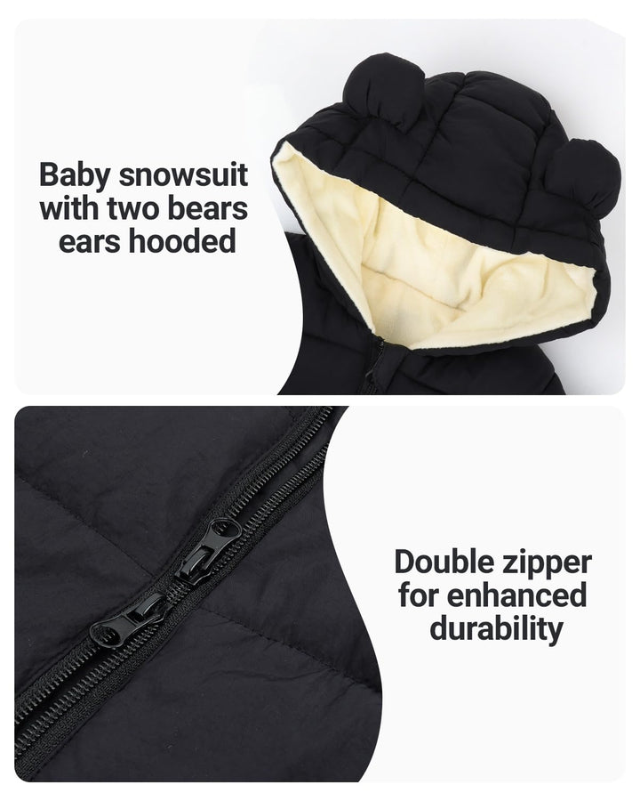Baby Winter Overall mit Kapuze, Strampler Schneeanzug Jungen Mädchen Langarm Jumpsuit Warm Outfits G