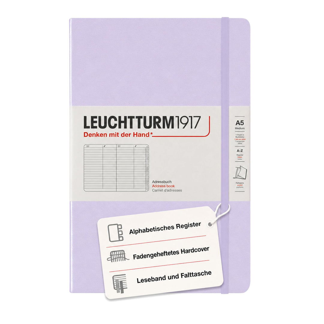 LEUCHTTURM1917 370359 Adressbuch Medium (A5), Hardcover, Lilac Lilac Medium (A5), Lilac Medium (A5)