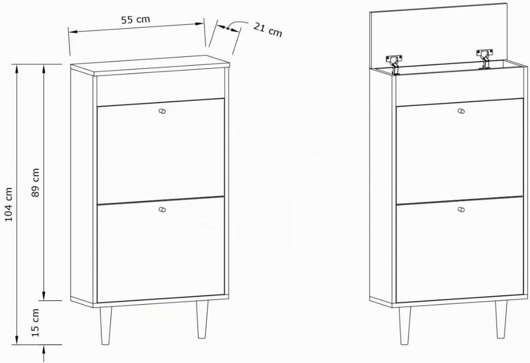 MATKAM Dotti Schuhschrank in moderner Skandi-Optik| Ausklappbare Schuhablage, zusätzlicher Stauraum