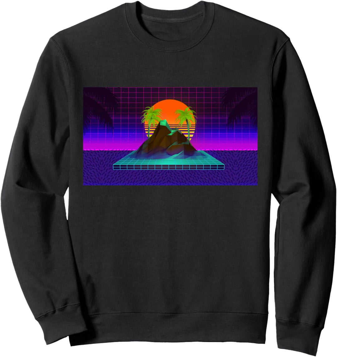 Retro Sunset Mountains Orange Purple Black Green Sweatshirt