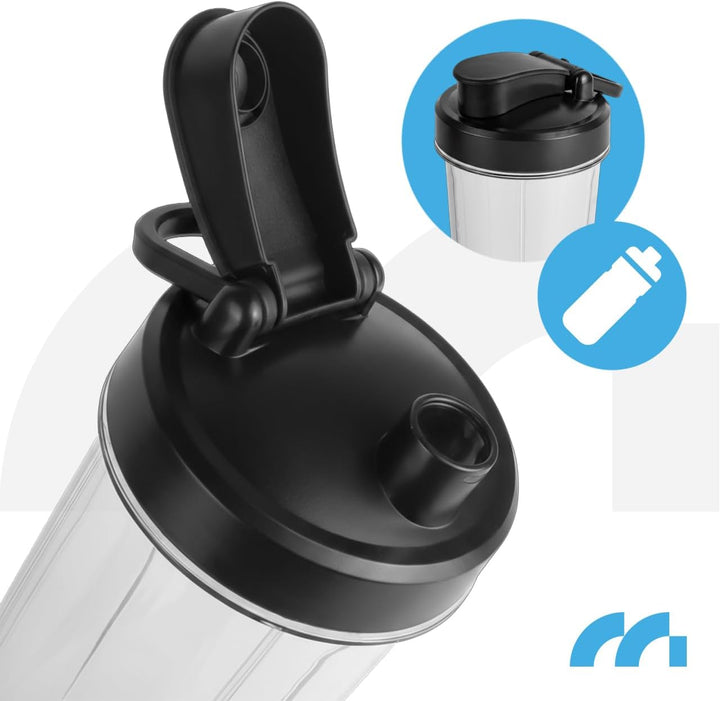 MalTec Standmixer Glas 1,5 L mit 500 ml To-Go-Flasche, 1000 W Motor, 6 Edelstahlklingen, 2 Geschwind