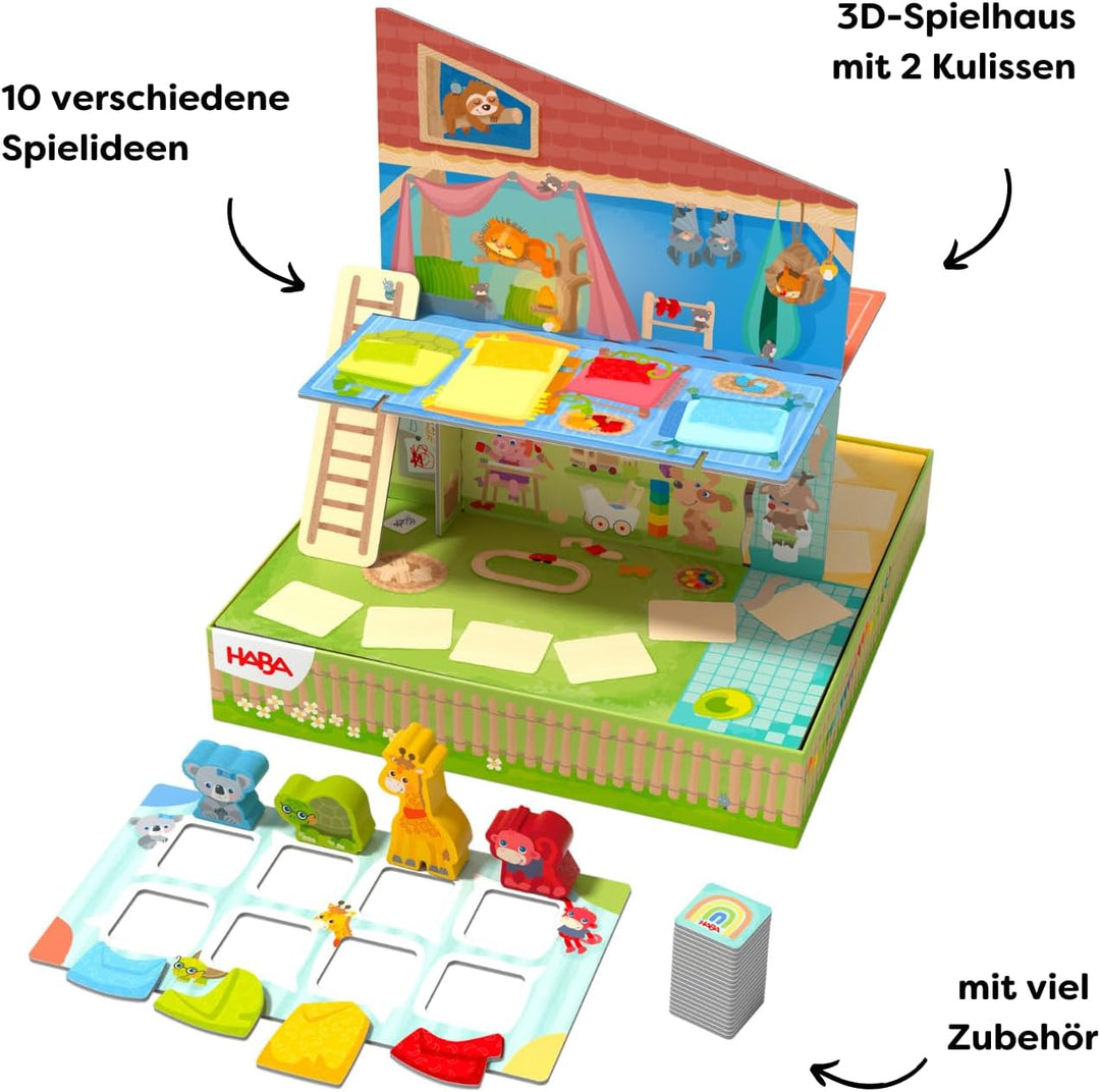 HABA Im Kindergarten Spielesammlung - 10 Abwechslungsreiche Spielideen - Grosses 3D-Spielhaus mit 5