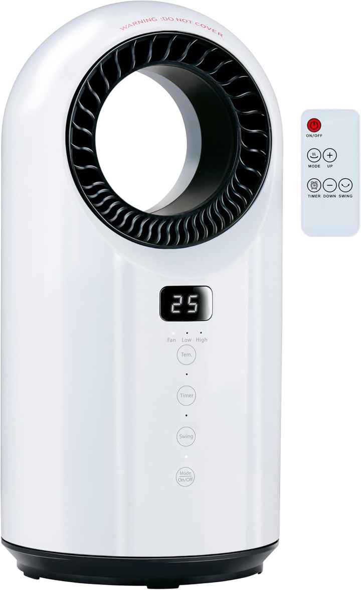 alpina Elektrischer Heizlüfter und Ventilator 1500W – Keramik Heizkörper mit Timer und Fernbedienung