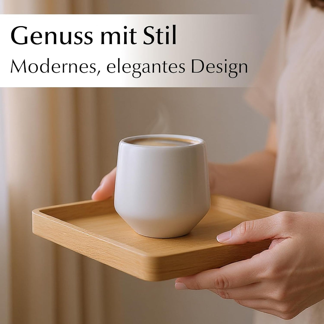MIAMIO - Espressotassen 4er Set ohne Henkel (90 ml), Keramik Espresso Tassen dickwandig, Moderne Ste