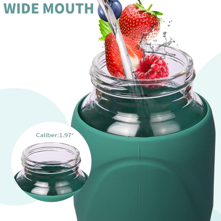 DEARRAY 1l Sport Trinkflasche Glas Flasche mit Strohhalm 1 liter auslaufsicher bpa frei Gym Wasserfl