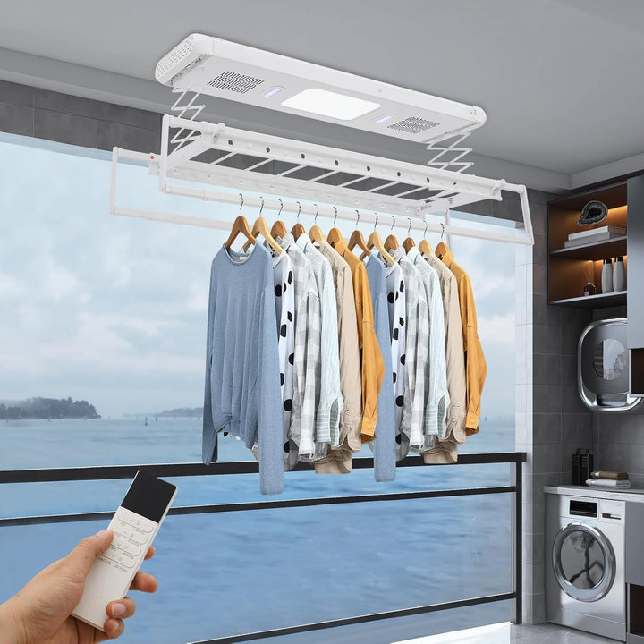 Elektrisch Decken Wäschetrockner, Ausziehbar Deckenmontage Elektrisch Wäscheständer, mit Fernbedienu