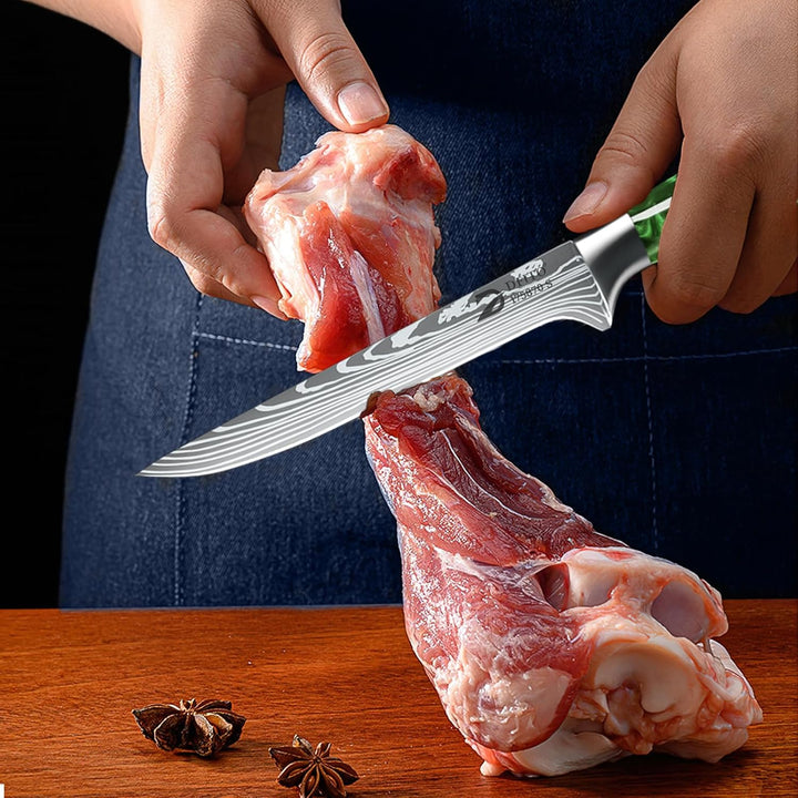 Dfito Messerset mit Nylon Rolltasche, 9-tlg Scharfe Professionelles Küchenmesser Set aus High Carbon