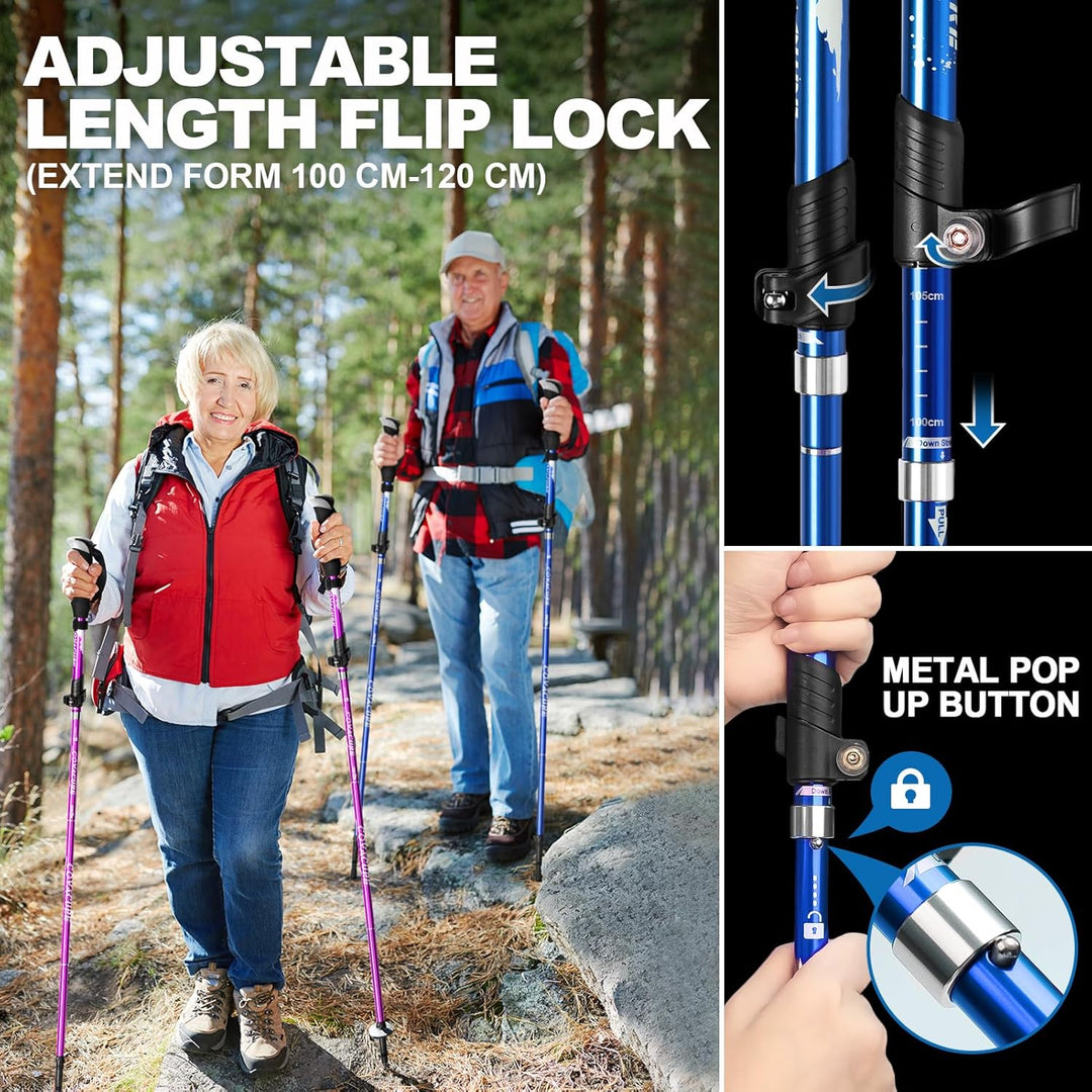 COVACURE Wanderstöcke Nordic Walking Stöcke - Faltbar, Verstellbar, Teleskop, Leicht, mit Gummipuffe