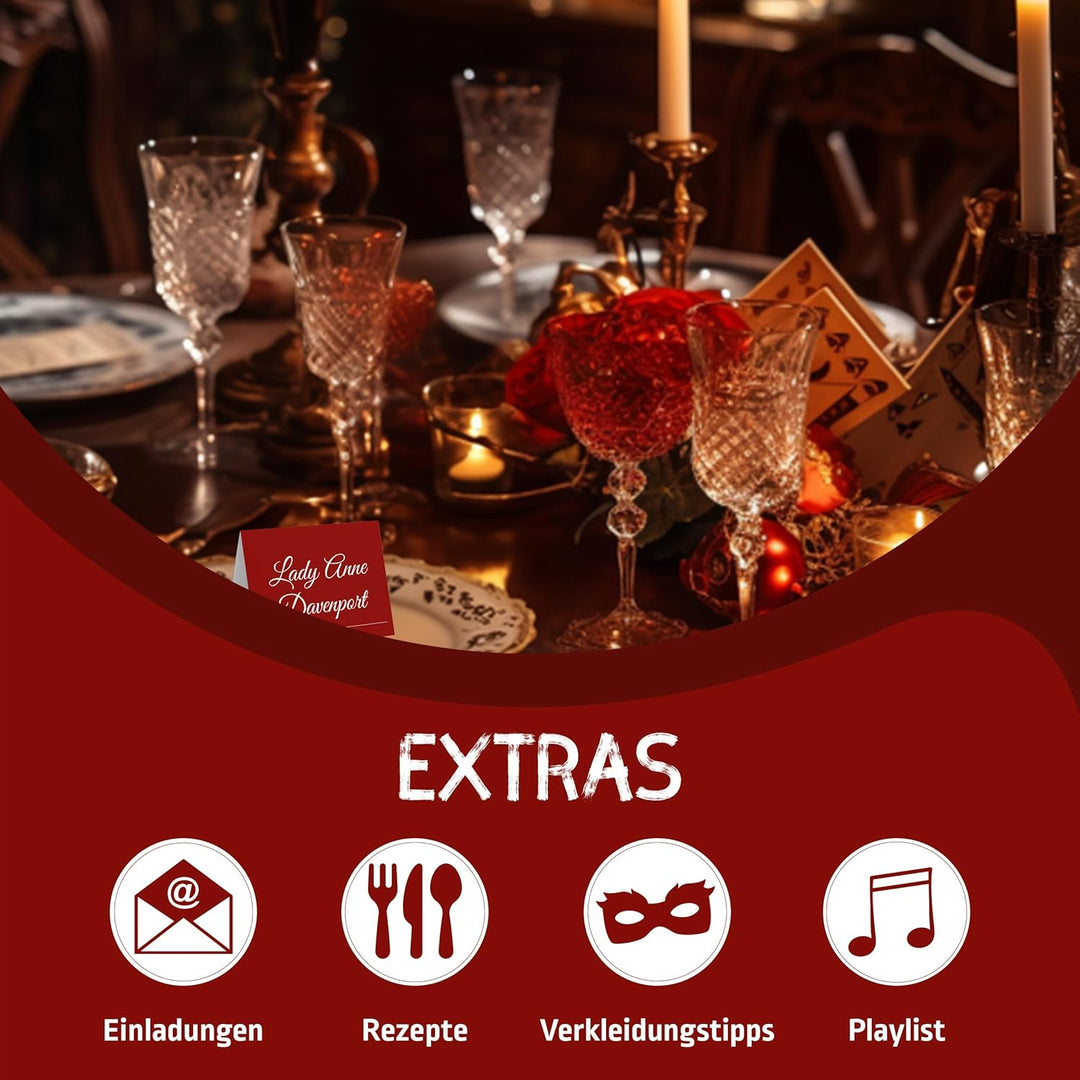 Mord bei Tisch Krimidinner für Zuhause - 6 bis 8 Personen - Der Berghotel Fall - Das Krimi Spiel ab