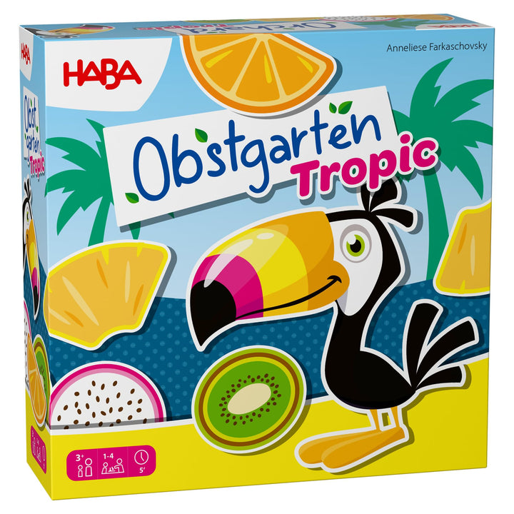 HABA Obstgarten Tropical – Tropisches Sammelspiel für Kinder ab 3 Jahren – Familienspiel rund um Frü