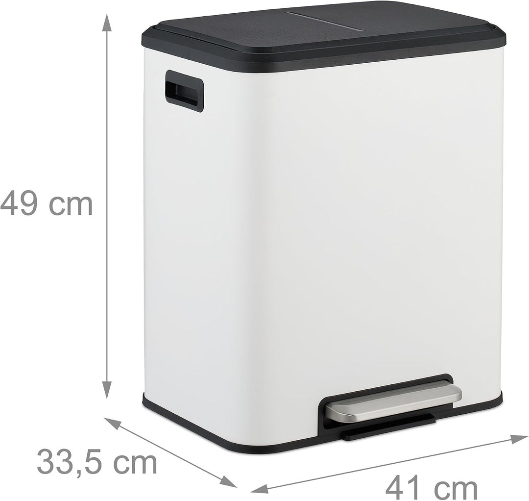 Relaxdays Mülleimer 2 x 15 Liter, Küchenmülleimer mit entnehmbare Inneneimer, Absenkautomatik und Tr