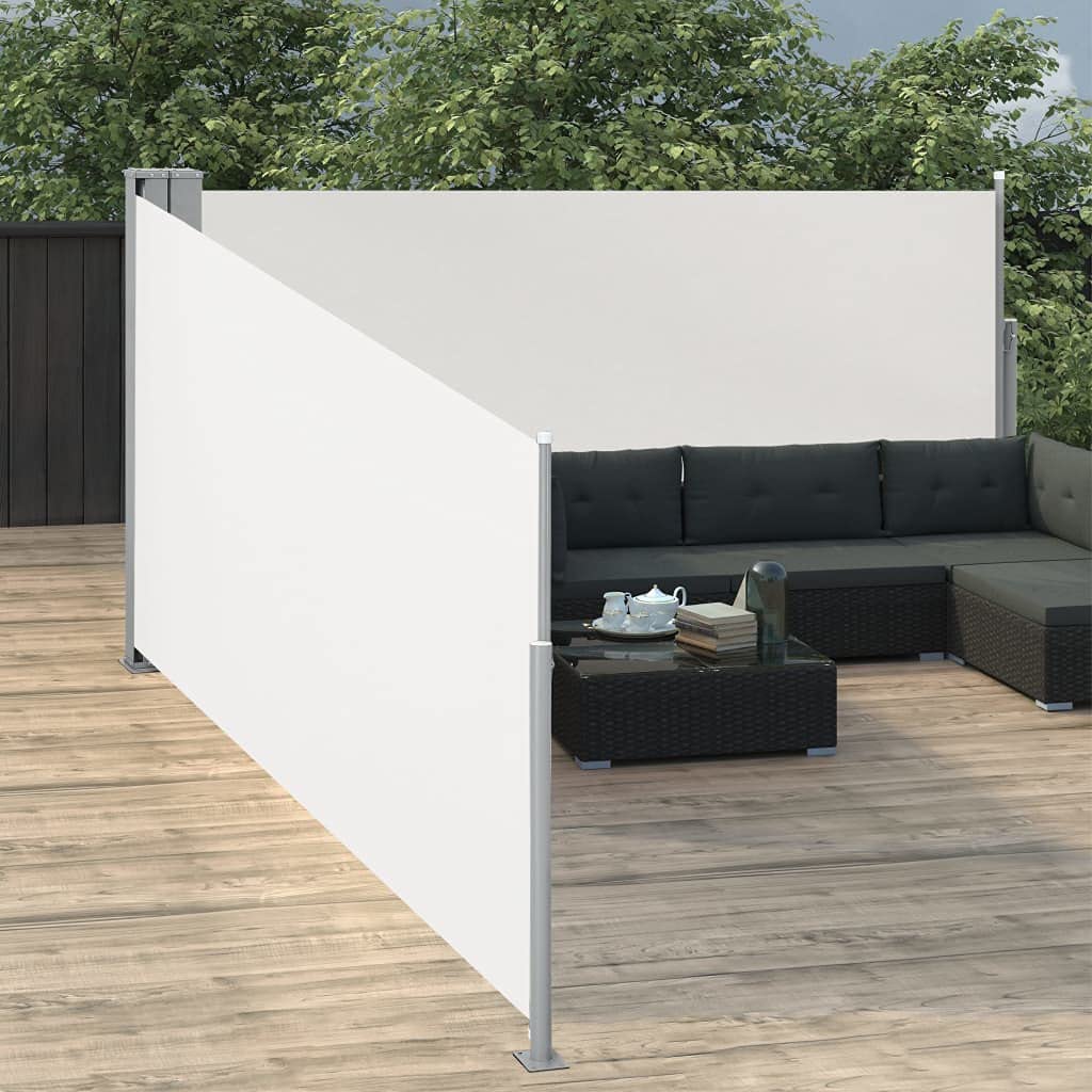 puraday 100x1000 cm Ausziehbare Seitenmarkise Creme Terrassen-Sichtschutz Stilvolle Seitenmarkise Si