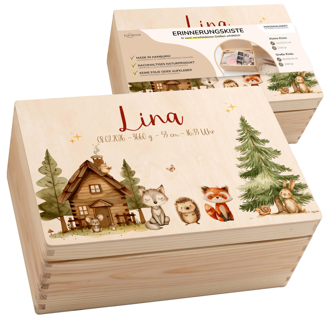 KIDSMOOD - Erinnerungsbox Baby, personalisierte Holzkiste mit Deckel, Ideal zur Aufbewahrung von Eri